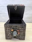 Vintage Moroccan Wedding Box Trinket Jewelry Box Metal W agate Stone Inlaid 8 