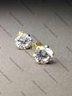 14k Solid Yellow Gold Cz Stud Earrings     Basket Set Round Cut Screw Back Studs