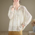 Casual Women s Chiffon Loose Floral Tops Blouse Floral Long Sleeve Shirts Button