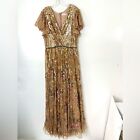 Mac Duggal 5637 Size 14 Sequin Flounce Sleeve Mother Of The Bride Gown  Copper