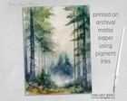 Forest Wall Art Watercolor Painting Print  Foggy Redwood Forest Wall Art Decor
