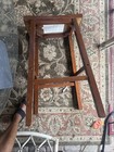 Title  Vintage Wooden Folding Step Stool     Brown Wood  Rustic Style
