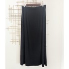 Susan Graver Everyday Liquid Knit Black Maxi Skirt Snap Up Slit Women s Sz Xl