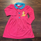 Vtg Disney Winnie The Pooh Piglet Dress 6 Pink Big Buttons Y2k 5 4 Usa