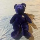 Ty Beanie Baby Princess Diana Purple Bear With White Rose Embroidery