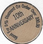 The Woodshaper Co  10th Anniversary  Quality In Wood  Token coin  Wooden Nickel