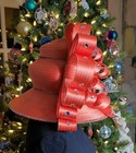 Vintage Donna Vinci Couture Hat Coral Rhinestone  Ribbon Detail With Box