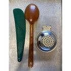 Vintage Robinson Knife Co Amber Spoon Green Spreader Aluminum Juice Strainer Lot