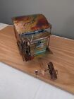 Vtg  Mid Century Modern Metal Copper Brass Air Plane House Sculpture Music Box