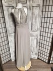  Jasmine B2 Grey Chiffon Gown Sz S  Long Dress Prom Bridesmaid Mother Of Bride 