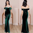 Revelry Bardot Emerald Velvet Formal Dress Woman Plus Size 24