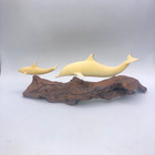 Vintage Dolphin Sculpture Burl Wood Base John Perry Sea Art 13 3 4  Long
