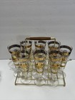 Vintage 1960s Mcm Culver Coronet Barware 8 Pilsner Drinking Glasses W  Caddy Set