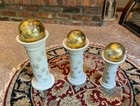  3  Montaage Mexico 1991 Decorative Pedestals  W hand Blown Glass Orbs balls