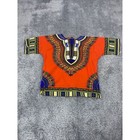African Dashiki Shirt Adults Medium Orange Tribal Aztec Hippie Funky Kaftan Top