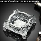 Vintage Cigar Ashtray Cut Glass Tobacciana Heavy Diamond Cut Art Glass