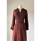 Vintage 1930s Dress Soutache Trimmed Chestnut Brown By Classy Jean Large Lg