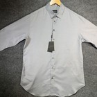 Giorgio Armani Staff Striped Button Down Shirt Mens 17 Blue 100  Cotton Nwt