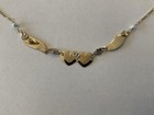 Vintage 14k Gold Double Heart Anklet With Figaro Links 2 1 Grams Nice 