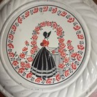 Vintage Metal Stove Vent Pipe Flue Cover Round Southern Belle Red Flowers