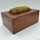Victorian 1860 Mahogany Sewing Work Box W Pincushion Mirror Drawer 19thc Antique