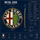 Alfa Romeo Milano Rusty Logo Sign     Heavy Metal Garage Decor     50 Cm  19 7    