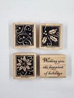 Stampin  Up  Holiday Spirit Christmas Rubber Stamp Set 2004 Poinsettia Holly