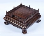 Craft Art Statue Base Holder Decor Ebony Wood Carved Square Display Rack Stand