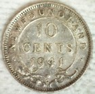 1941 C Newfoundland Canada Silver Dime 10c Canadian Coin Almost Uncirculated 