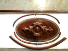Architectural Salvage 28  oval Burr Walnut Ball Flower geo  Center Accent Trim