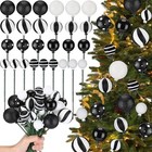 36 Pcs Christmas Glitter Ball Picks 7 9 Inch Traditional Style Black white