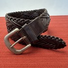 Euc Vintage Banana Republic Dark Brown Braided Leather Belt Size-s Silver Buckle