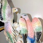 Colorful Ceramic Pastel Antique Large Parrot Mccaw Love Bird Figurine Statue