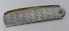 Vintage German Silver Embossed Basket Weave Tortoise Shell Foldable Comb-marked