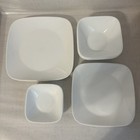 Corelle    Frost White Square 16-piece Dinnerware Set Plates Bowls Condiment Dish