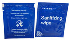 12 Sanitizing Wipes United Airlines New Unused Sealed Travel 70  Isopropyl Wipes