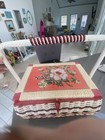 Vintage Wicker Embroidery Floral Top Sewing Basket Container Japan From Jc Penny