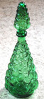 Vtg 1960s Empoli Italy 16  Decanter W Stopper Emerald Green Grapes Art Glass Exc