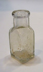 Old 1910 s Miniature Rectangle Clear Glass Antique Embossed Nail Polish Bottle