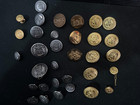 Lot Of 33 Vintage Military Buttons And Pins