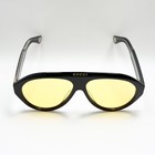 Gucci Gg0479s Aviator Sunglasses Black Frame Yellow Lens Unisex Italy 60-16-145