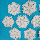 10 Vintage Crochet Cream Doilies 6 Sided Round Star Lacy Doily Lot 4 5  Crafting