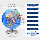 World Globe For Children And Adults  12 Inch Educational Spinning Earth Map With