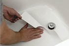 16  X 40  White Adhesive Vinyl Anti Slip Non Skid Safety Bath Mat With Drain    