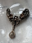 Vtg Antique Baroque Style Ladies Magnifying Glass Metal Flowers Handle Italy