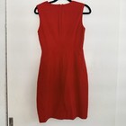 Calvin Klein Red V-neck Sleeveless Sheath Knee Dress Belt Buckle Women   s 8
