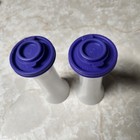 Tupperware Large Hourglass Salt   Pepper Shaker Set Flip Purple Tops