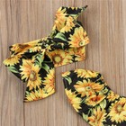 New Sunflower Baby Girls Ruffle Romper Sunsuit Jumpsuit Headband Outfit Set