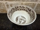1800s Antique French Sarreguemines Brown White Transfer Ware Ironstone Bowl