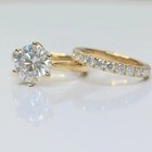3 20 Ctw Real Vvs1 Moissanite Bridal Engagement Ring Set 14k Yellow Gold Plated